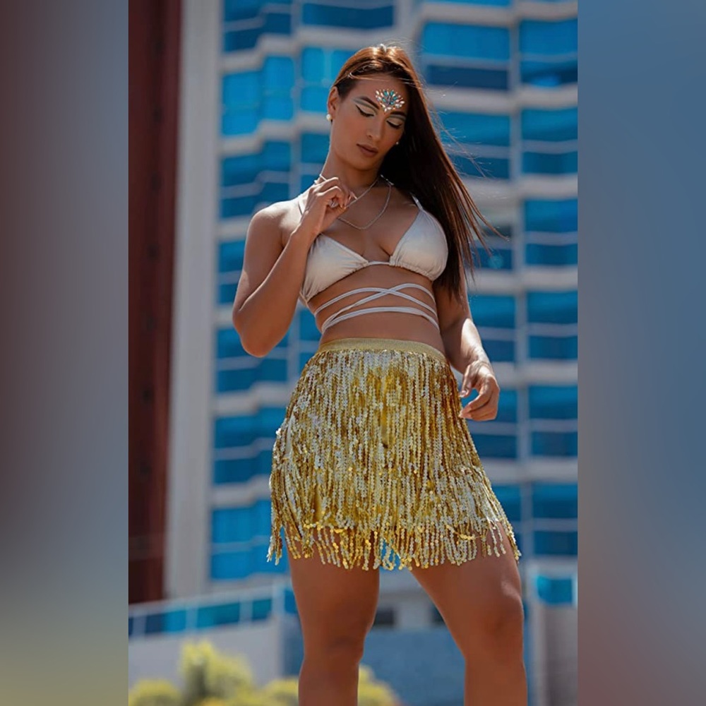 Gold fringe tassel skirt
